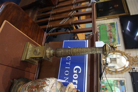 A pair of French Empire style brass table lamps, 2ft 5ins high